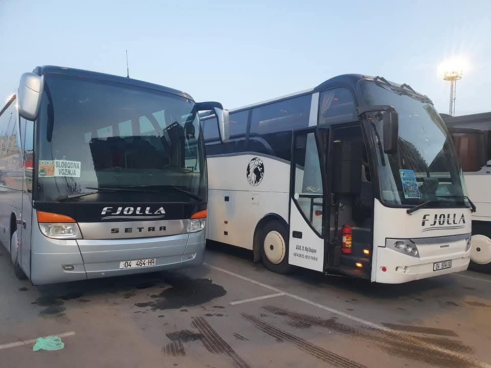 Fjolla fleet buses parked at station